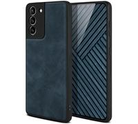 ONEFLOW Pali Case Étui de protection en cuir végétalien pour Samsung Galaxy S21 avec protection d'appareil photo Bleu nuit