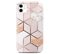 ONEFLOW Sense Coque compatible avec Apple iPhone 12 / 12 Pro, coque effet marbre, appareil photo et protection d'écran, coque de téléphone en silicone pailleté -Devotion