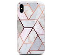 ONEFLOW Sense Coque compatible avec Apple iPhone X / iPhone XS, coque effet marbre, appareil photo et protection d'écran, coque de téléphone en silicone pailleté -Thrill