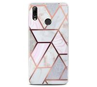 ONEFLOW Sense Coque compatible avec Huawei P smart 2019, coque effet marbre, appareil photo et protection d'écran, coque de téléphone en silicone pailleté -Thrill