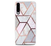 ONEFLOW Sense Coque compatible avec Huawei P30, coque effet marbre, appareil photo et protection d'écran, coque de téléphone en silicone pailleté -Thrill