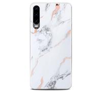 ONEFLOW Sense Coque compatible avec Huawei P30, coque effet marbre, appareil photo et protection d'écran, coque de téléphone en silicone pailleté -Dedication