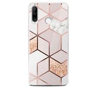 ONEFLOW Sense Coque compatible avec Huawei P30 Lite/P30 Lite New, coque effet marbre, appareil photo et protection d'écran, coque de téléphone en silicone pailleté -Devotion