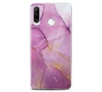 ONEFLOW Sense Coque compatible avec Huawei P30 Lite/P30 Lite New, coque effet marbre, appareil photo et protection d'écran, coque de téléphone en silicone pailleté -Affection