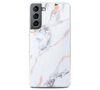 ONEFLOW Sense Coque compatible avec Samsung Galaxy S21, coque effet marbre, appareil photo et protection d'écran, coque de téléphone en silicone pailleté -Dedication