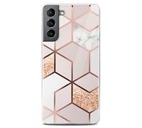 ONEFLOW Sense Coque compatible avec Samsung Galaxy S21 Plus, coque effet marbre, appareil photo et protection d'écran, coque de téléphone en silicone pailleté -Devotion
