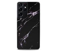 ONEFLOW Sense Coque compatible avec Samsung Galaxy S21 Ultra, coque effet marbre, appareil photo et protection d'écran, coque de téléphone en silicone pailleté -Temper