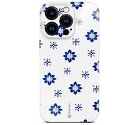 ONEFLOW Splash Coque de protection pour iPhone 14 Pro avec motif design, coque de protection pour téléphone portable avec protection de l'appareil photo, coque fine imprimée en porcelaine, bleu blanc