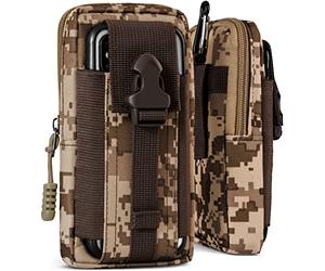 ONEFLOW Survival Case pour tous les Apple iPhone - Housse de ceinture en nylon, étui de téléphone avec mousqueton, étui de téléphone de ceinture pour extérieur, Camouflage brun