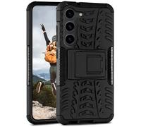 ONEFLOW Tank Case Compatible avec Samsung Galaxy S23 Plus - Coque extérieure antichoc avec support, protection de l'appareil photo, étui de protection rigide pour téléphon, obsidienne - Noir