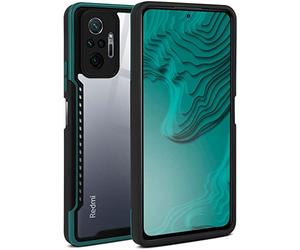 ONEFLOW Vanguard Coque compatible avec Xiaomi Redmi Note 10 Pro avec protection d'écran et de l'appareil photo, coque hybride en silicone et TPU résistant aux chocs - Bleu pétrole
