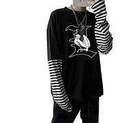 oneforus Anime Japonais Death Note L·Lawliet T-Shirt à Manches Longues imprimé Hauts à col Rond pour Unisexe