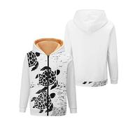 oneforus Femmes 3D Inspiré de l’océan Imprimé Polaire Veste à capuche Unique Vague Tortue Méduse Motif Fermeture éclair Hiver Décontracté Épais Chaud Manteaux Tenues