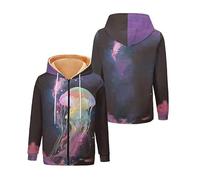 oneforus Femmes 3D Inspiré de l’océan Imprimé Polaire Veste à capuche Unique Vague Tortue Méduse Motif Fermeture éclair Hiver Décontracté Épais Chaud Manteaux Tenues