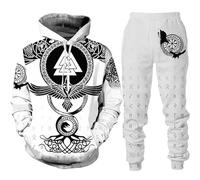 oneforus Hommes Survêtement Décontracté Odin Vikings imprimé en 3D Ensemble 2 pièces Pantalon à Capuche Pullover Sweatshirt Sportwear Vêtements Homme Suit