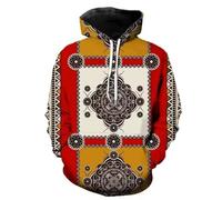 oneforus Hommes Vintage Boho Style imprimé Hoodie Casual Sweatshirts à Capuchon Manches Longues Pullover Tops Unisex Mode Pullovers d'automne