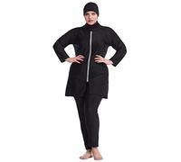 oneforus Musulman Grande Taille Burkini - Femmes 3 pièces Modeste Fermeture éclair Islamique Maillots de Bain Kaftan Maillot de Bain Grande Taille avec Hijab de Natation
