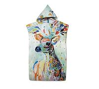 oneforus Peignoir à Langer Serviette Poncho à Capuche Serviette de Plage Couverture pour Surf Natation Combinaison 3D imprimé Animal Poncho à Langer Robes sèches