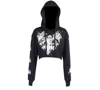 oneforus Sweat à Capuche Court Gothique pour Femme Sweat à Capuche Punk imprimé Diable