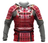 oneforus Sweat à Capuche pour Hommes Armure de Samouraï Japonais Tatouage 3D Imprimé Sweatshirt à Capuche Veste de survêtement à Fermeture éclair pour Femmes Pullover