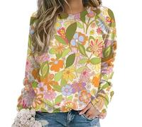 oneforus Sweatshirt Femme Pull imprimé Fleur Mandala 3D Pull à Manches Longues à Motifs Ethniques Tops décontractés et Amples