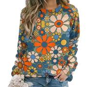 oneforus Sweatshirt Femme Pull imprimé Fleur Mandala 3D Pull à Manches Longues à Motifs Ethniques Tops décontractés et Amples