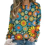 oneforus Sweatshirt Femme Pull imprimé Fleur Mandala 3D Pull à Manches Longues à Motifs Ethniques Tops décontractés et Amples