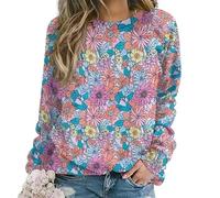 oneforus Sweatshirt Femme Pull imprimé Fleur Mandala 3D Pull à Manches Longues à Motifs Ethniques Tops décontractés et Amples