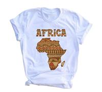 oneforus T-Shirt de Style Ethnique Carte Africaine Femmes T-Shirt imprimé en 3D T-Shirt Amant Africain Casual à Manches Courtes Holiday Tops