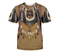 oneforus T-Shirt Indien amérindien imprimé 3D T-Shirt décontracté à Manches Courtes pour Hommes