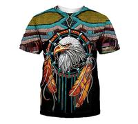 oneforus T-Shirt Indien amérindien imprimé 3D T-Shirt décontracté à Manches Courtes pour Hommes