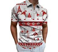 oneforus T-Shirt Polo à Fermeture éclair à Rayures Color Block pour Hommes imprimé rétro Pied-de-Poule 3D Demi-Zip col à Revers Manches Courtes Hauts décontractés pour Golf et Loisirs en Plein air