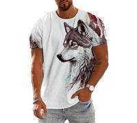 oneforus T-Shirts à Manches Courtes T-Shirt à Motif de Loup Animalier à Manches Courtes Doux à séchage Rapide Top de Gym pour Hommes