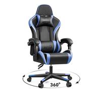 OneGame Chaise Gaming, Ergonomique Fauteuil Bureau Gaming Grande réglable en Hauteur avec Dossier Haut réglable et Coussin Lombaire 150KG, Bleu