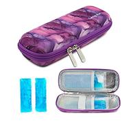 ONEGenug Sac de voyage à insuline, sac isotherme à insuline housse de protection pour les soins médicaux diabétiques organisateur de voyage portable + 2 sacs de glace, Violet marbré