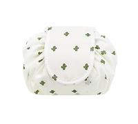 ONEGenug Trousse de maquillage en velours avec cordon de serrage pour femme paresseuse, Cactus blanc., Trousse de maquillage