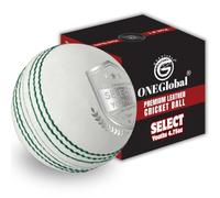 ONEGlobal Select Balle de cricket en cuir | 100 % fabriquée à la main, construction en 4 pièces | Idéale pour T20, entraînement du filet, entraînement, etc. | Disponible en tailles seniors (155,9 g