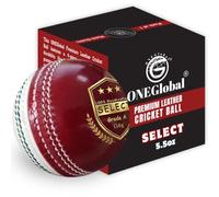 ONEGlobal Select Balle de cricket en cuir | 100 % fabriquée à la main, construction en 4 pièces | Idéale pour T20, entraînement du filet, entraînement, etc. | Disponible en tailles seniors (155,9 g