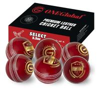 ONEGlobal Select Leather Balle de cricket | 100 % fabriquée à la main, 156 g - 5,5 oz, construction en 4 pièces | Idéale pour T20, entraînement du filet, entraînement, etc.