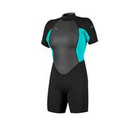 O'NEILL 2026 Femmes Reactor-2 2mm Back Zip Shorty Combinaison Néoprène 5043B - Black/Lt Aqua