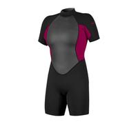 O'NEILL 2026 Femmes Reactor-2 2mm Back Zip Shorty Combinaison Néoprène 5043B - Black/Punk Pink