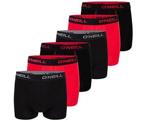 O'Neill Lot de 6 boxers pour homme en coton uni - Boxer de sport basique pour homme - Taille : XXL - Pack avantageux : 6 x noir rouge (7000), Lot de 1, XXL