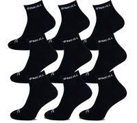 O'Neill Lot de 9 paires de chaussettes courtes de sport unisexes montantes à la cheville en coton avec logo pour hommes et femmes Noir/blanc Taille 35-38 39-42 43-46 - Noir - 39-42