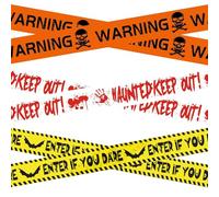 ONEINHE Lot de 3 rubans d'avertissement pour décorations d'Halloween - Accessoires d'avertissement de danger - Ruban adhésif pour fête zombie - Maison hantée - Fête effrayante - Décoration des zones