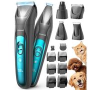 oneisall 4-en-1 Tondeuse Chien Chat Professionnelle Sans Fil, Tondeuse Chien Poil Long Epais avec Lumière LED, Toilettage pour Chien 2000mAh Rechargeable, Toilettage Animaux Rasoir à Chien et Pattes