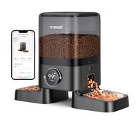 Oneisall 5L Distributeur Croquettes Automatique pour Chat sans Fil, 2 Bols, Distributeur Intelligent WiFi de Nourriture avec contrôle App pour Chats/Chiens, 1 à 10 Repas par Jour, enregistreur Vocal