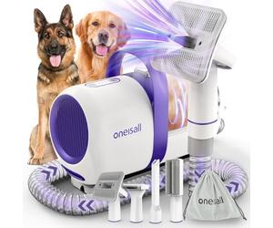oneisall Aspirateur pour chiens avec brosse,Puissance d'aspiration élevée Brosse pour chiens aspirateur avec 12000 Pa,Aspire 99.99% des poils d'animaux (1,5L) avec 4 accessoires d'entretien(Pourpre)