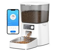 Oneisall Distributeur Automatique de Croquettes pour Chat 3,5 L Wi-Fi Contrôle via Application Blanc