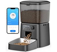 oneisall Distributeur Croquettes Chat Automatique, 3.5L Distributeur Croquettes Chat, Mangeoire de Nourriture, Gamelle Automatique pour Chien, 1-6 Repas par Jour (3.5L WiFi Noir)