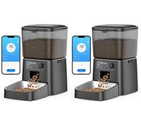 oneisall Distributeur Croquettes Chat Automatique, 3.5L Distributeur Croquettes Chat, Mangeoire de Nourriture, Gamelle Automatique pour Chien, 1-6 Repas par Jour (3.5L WiFi Noir) (Lot de 2)